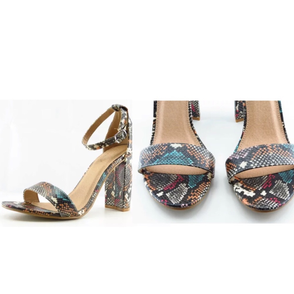 Brand New Multi Color Snake Skin Heel Sandals